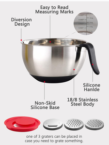 Cuenco plano antideslizante con fondo de silicona personalizado para mezclar huevos, cuenco redondo de acero inoxidable 304 para masa de panadería, ensalada, mezclador de frutas - Product Image 4