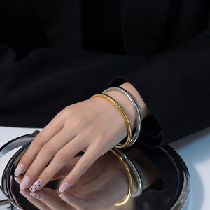 Wholesale 4mm No Fade Solid Plain Polished Stainless Steel <b>Bangle</b> Women Minimalist Closed Smooth Circle <b>Bangle</b> Fashion Stainless - Product Image 4