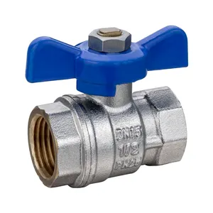 Ce Standard Two Way Dn15 Nickel Plating Control Water Brass Ball Valve With Steel Plat
