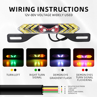 Support de plaque d'immatriculation universel pour moto, 12v, LED, 7 couleurs avec flash jaune pour voyant d'avertissement de moto, Super lumineux
