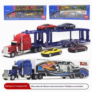 Modèle de <span class=keywords><strong>camion</strong></span> porte-conteneurs américain en métal à l'échelle <span class=keywords><strong>1</strong></span>/48 de 34 cm avec un ensemble de 3 voitures, jouet transfrontalier en promotion - Product Image 3