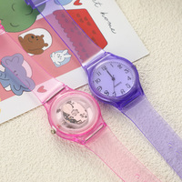 Montre pour étudiants de couleur bonbon, boîtier en alliage de zinc écologique, cadran de 32 mm, bracelet en plastique transparent, logo personnalisé, montres pour étudiants