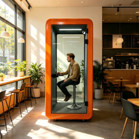 Cabine de bureau modulaire moderne en aluminium insonorisée avec verre trempé, bureau mobile acoustique avec éclairage LED pour immeuble de bureaux et domicile