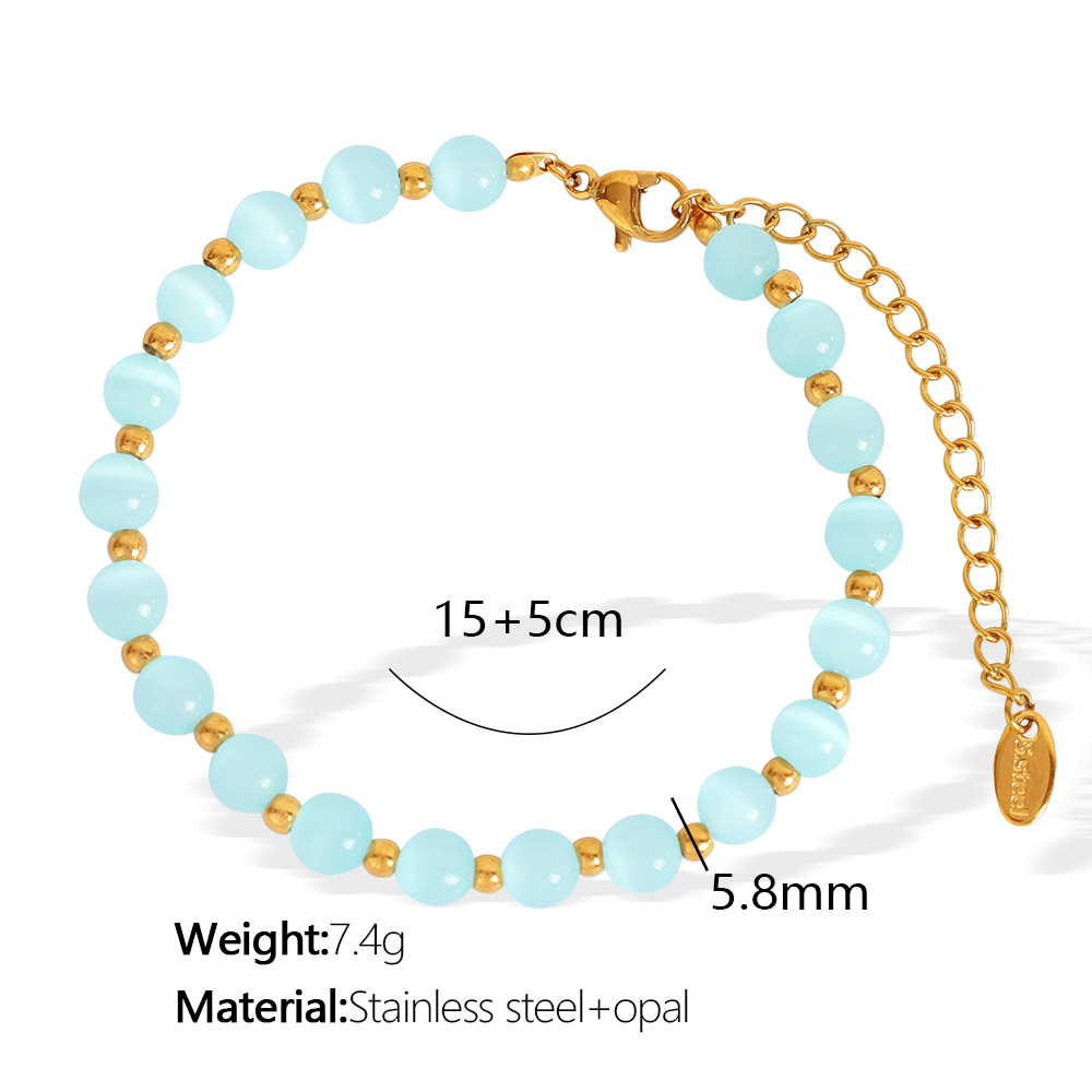 SL54 light blue cat's eye gold bracelet