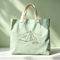 Pochette de rangement portable en toile à motif de dessin animé imprimé sur mesure avec fermeture éclair, sac cadeau robuste et réutilisable pour pique-nique