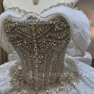 Robe de mariée scintillante, robe de mariée élégante, Vestidos De Novias, robe de soirée à paillettes et perles, Lsjj95 - Product Image 4