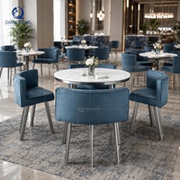 QIANCHENG or acier inoxydable marbre blanc économiser de l'espace petit rond salle à manger meubles Restaurant table à manger et ensemble de chaises