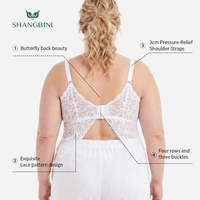 SHANGBINI Camisola de encaje completo con sujetador incorporado, talla grande, 2 en 1, romántica y suavizante, L-4XL