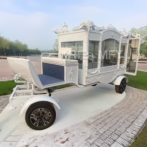 Cercueil électrique rétro de luxe à 4 roues en acier avec remorque pour chevaux, élégant cercueil électrique funéraire - Product Image 3