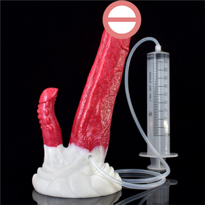 Dubbelkoppige zachte waterdichte dildo met water spray afrodisiacum mannelijke vrouwelijke seksspeeltjes voor vrouwen orgasme reiniging klysma penis - Product Image 1