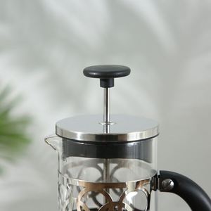 กาแฟเฟรนช์เพรสสแตนเลสสตีลพร้อมแก้วโบโรซิลิเกตคุณภาพสูง หม้อต้มชาขนาดใหญ่ และหม้อชงกาแฟแบบใช้มือ - Product Image 3