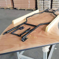 Table pliante en bois massif en forme de demi-lune en S moderne pour l'extérieur, table de réception de mariage pliable pour les événements