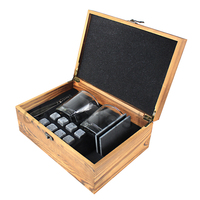 Boîte en bois de granit, pierres de refroidissement et Tongs, Cubes à glace, boîte en bois, pierres à whisky, coffret cadeau