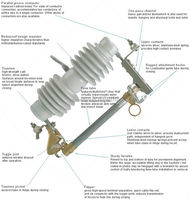 Disjoncteur de distribution haute tension en porcelaine pour extérieur, type à coupure par chute, 24-27 kV, 200 A, pour ligne électrique