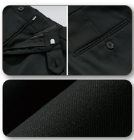 Costume d'affaires formel 2 pièces noir pour homme, 50% laine 50% polyester, respirant, infroissable, veste et pantalon, pour adultes