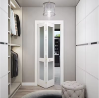 Porte pliante en bois massif de conception moderne 48"x80" avec panneaux en verre pour l'intérieur de la villa
