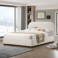 Meubles de chambre à coucher Tête de lit arquée moderne Crème Blanc Boucle Teddy Tissu Rembourré Queen Size Lit plate-forme