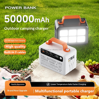 Batterie externe haute vitesse 22,5 W 50000 mAh pour l'extérieur avec 3 câbles intégrés, sorties USB DC Type-C, lumière de camping, affichage LED