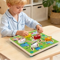 Jeu d'association des chiffres en bois avec piste de marche, jouet d'apprentissage Montessori pour tout-petits, vente en gros