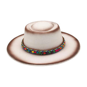 Sombrero Fedora clásico, gorra <span class=keywords><strong>de</strong></span> ala ancha <span class=keywords><strong>de</strong></span> <span class=keywords><strong>lana</strong></span> Vintage, cinturón <span class=keywords><strong>de</strong></span> piedra <span class=keywords><strong>turquesa</strong></span> personalizado, cuentas coloridas, cuerda trenzada, sombrero <span class=keywords><strong>de</strong></span> pastel <span class=keywords><strong>de</strong></span> cerdo para Otoño e Invierno - Product Image 3