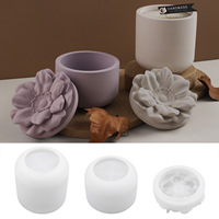 Caratte-Moule rond en plâtre pour pot de ciment, fleur de camélia, aromathérapie, pot de bougie en gypse, moule en silicone pour bricolage