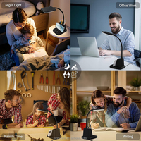 Lampe de bureau multifonction avec station de charge sans fil, support pour stylo intégré, bras lumineux rotatif, lampe de lecture nocturne
