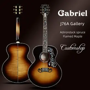 Gabriel Acoustic Guitar Art Museum Series J76A Gallery 38 "Sunset Cor Adirondack Spruce com Flamed Maple Folk Guitar