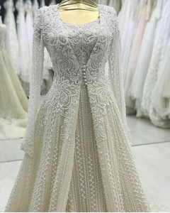 ATIYA LIBAS elegante pesado fiesta/boda desgaste chaqueta hasta el suelo vestido bordado pesado Zardozi Work-2019 100% seda - Product Image 1