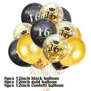 Décorations pour 16e anniversaire, fournitures de fête pour 21 ans, or et noir, joyeux 16, 18, 21, 30, 40, 50, 60, 70 ans, bannière et ballons d'anniversaire - Product Image 4
