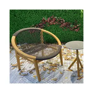Tek kişi bahçe Nordic eğlence Rattan dokuma açık tembel balkon çay masası kombine geri tik ahşap kapı kanepe sandalye mobilya