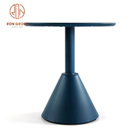 Tables de salle à manger rondes pour café, bar, restaurant, en aluminium moulé, bleu, pour patio, jardin, extérieur, vente chaude