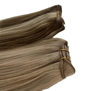 Machine à coudre droite ondulée double Extension de cheveux en trame Couleur noire naturelle Trame de cheveux bruts Extensions de cheveux en trame droite