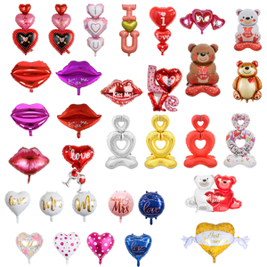 <span class=keywords><strong>Serie</strong></span> del Día de San Valentín oso tridimensional decoración de boda globo papel de aluminio labio anillo de diamante para fiestas celebraciones - Product Image 1