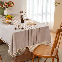 Nappe Rectangulaire Haut de Gamme en Lin et Coton Couleur Unie, Style Luxe Léger, Housse de Table Basse Française – Grande Vente