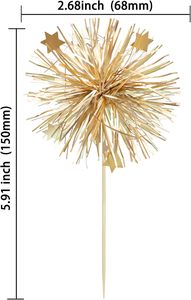 เอฟลิน 30 ชิ้น ที่เสียบ<span class=keywords><strong>เค้ก</strong></span>และคัพ<span class=keywords><strong>เค้ก</strong></span> รูปดอกไม้ไฟ <span class=keywords><strong>ลาย</strong></span>ดาว สำหรับงานวันเกิด งานแต่งงาน งานรับปริญญา สีทอง - Product Image 2