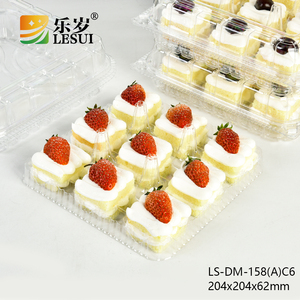 Caja de embalaje de alimentos de plástico desechable PET reciclable Diseño de concha <span class=keywords><strong>rectangular</strong></span> Contenedor de galletas transparente - Product Image 5