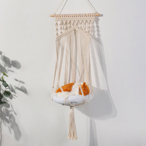 Hamac pour <span class=keywords><strong>chat</strong></span> en macramé, tissé à la main, <span class=keywords><strong>lit</strong></span> suspendu pour <span class=keywords><strong>chat</strong></span> avec kit de suspension pour décoration intérieure et extérieure, hamac de fenêtre pour <span class=keywords><strong>chat</strong></span>, animal de compagnie - Product Image 5