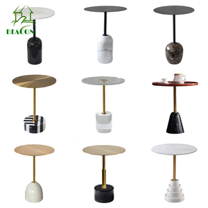 Hiện đại sang trọng kim loại travertine bảng bên ý Thiết kế bê tông Vòng Acrylic đá cẩm thạch tròn nhỏ Bàn cà phê cho phòng khách - Product Image 1