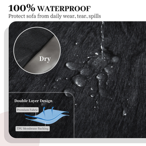Funda de Sofá Reclinable de Chenilla con Borlas Negras, Impermeable, Elástica, Lavable, Moderna, de Color Sólido, Apta para Niños - Product Image 2