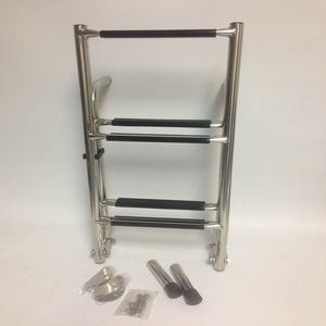 Isure 해양 보트 접이식 스테인레스 스틸 5 단계 사다리 W 고무 그립 2 + 3 단계 - Product Image 6