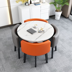 Design appartamento casa tavolo da pranzo Set negoziazione tavolo <span class=keywords><strong>e</strong></span> sedia in acciaio di lusso hotel ristorante bar mobili - Product Image 2