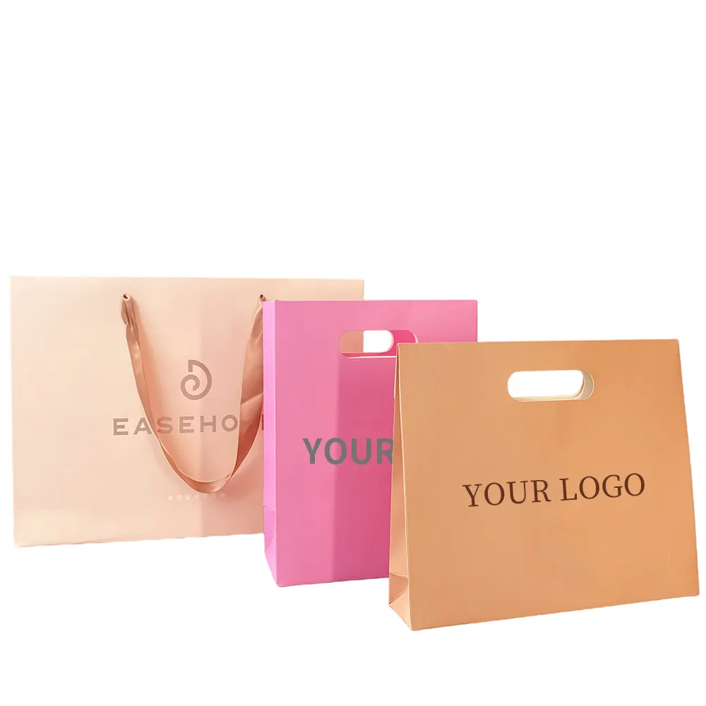 China Hersteller Weiß Luxus bedruckte Geschenk Papiertüte Custom Die Cut Design Einzelhandel Einkaufs papiertüten mit Ihrem eigenen Logo