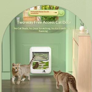 <span class=keywords><strong>Porte</strong></span> pour animaux de compagnie à commande par bouton rotatif 4 directions pour chats et chiens, en plastique durable, sans installation, activation automatique par micro-carte RFID, pour intérieur et extérieur - Product Image 2