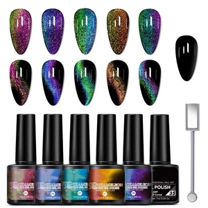 <span class=keywords><strong>Kit</strong></span> de Vernis Gel Magnétique Effet Ciel Étoilé 6 Couleurs avec Vernis Gel UV LED Cat Eye Soak Off pour <span class=keywords><strong>Manucure</strong></span> et Nail Art - Magnétique - Product Image 1