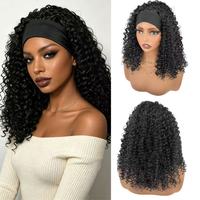 Perruque bandeau africaine en gros, cheveux synthétiques longs bouclés, classique, élastique, ondulée et volumineuse, sans colle