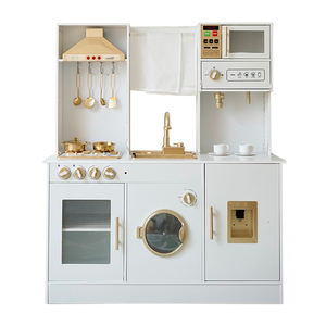 ชุดครัวไม้จำลองขนาดใหญ่ EDULAND CPC CE สำหรับเล่นบทบาทสมมติ ทำจาก MDF สามารถพ่นสีได้ พร้อมของเล่นทำอาหารโลหะ รับผลิตแบบ OEM/ODM สำหรับซูเปอร์มาร์เก็ตและร้านค้าปลีก - Product Image 6