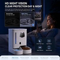 Distributeur automatique de nourriture et d'eau pour chats et chiens avec caméra, vidéo de capture de mouvement alimentée par l'IA, vision nocturne et audio bidirectionnel