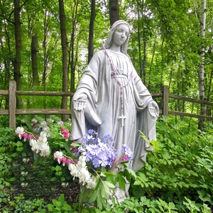 Maßgefertigte Outdoor-Garten Weiße Stein Geschnitzte Marmor-Verbund Religiöse Mutter Gottes Jungfrau Maria Statue Skulptur für Kirchen - Product Image 3