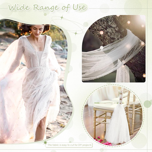 Runner da Tavola Bianco Perla, Tovaglia in Pizzo per Matrimoni, Copritavolo in Chiffon e Tulle per Decorazioni di Matrimoni, Compleanni, Baby Shower e Feste - Product Image 6