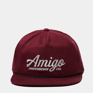 Gorra de Béisbol de 5 Paneles con Logotipo Personalizado OEM, Gorra de Algodón sin Estructura con Bordado, Visera Plana Rojo Oscuro con Cuerda - Product Image 2